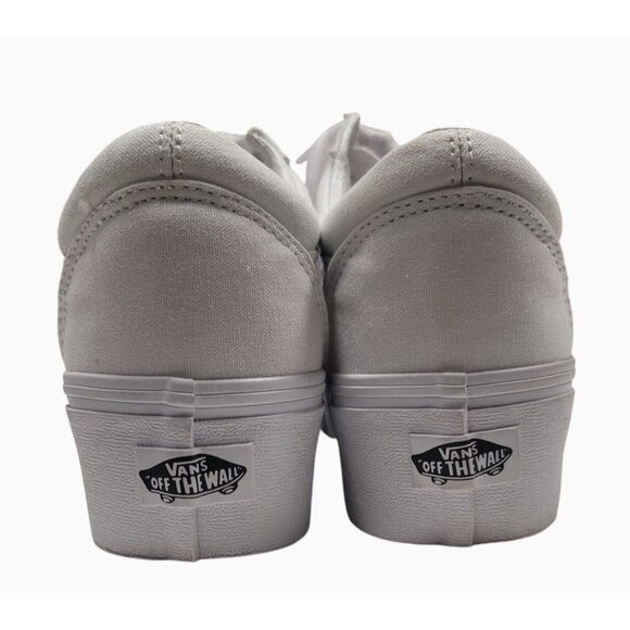 Vans White Canvas Lace-Up Sneakers Size 7M/8.5W Classic Style - Picture 3 of 12